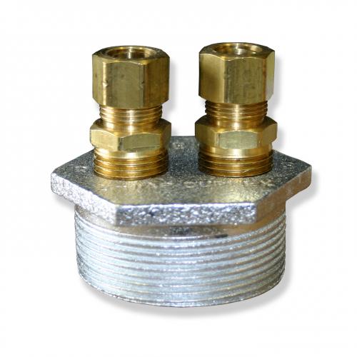 2 Inch X 1/2 Inch X 1/2 Inch Duplex Bushing With Connectors 2 Inch X 1/2 Inch X 1/2 Inch Duplex Bushing With Connectors