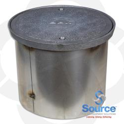 12 Inch With 10 Inch Base Watertight Manhole Cast Iron Cover With 11-1/4 Inch Skirt 12 Inch With 10 Inch Base Watertight Manhole Cast Iron Cover With 11-1/4 Inch Skirt