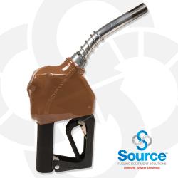 11BP Series Gold E10 Unleaded Pressure-Sensing Automatic Prepay Nozzle With 3/4 Inch NPT Inlet, 2-Piece Hand Insulator, Aluminum Spout, And 2-Position Hold-Open Rack. UL 2586 Listed. 11BP Series Gold E10 Unleaded Pressure-Sensing Automatic Prepay Nozzle With 3/4 Inch NPT Inlet, 2-Piece Hand Insulator, Aluminum Spout, And 2-Position Hold-Open Rack. UL 2586 Listed.