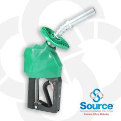 11BP Series Green E10 Unleaded Pressure-Sensing Automatic Prepay Nozzle With 3/4 Inch NPT Inlet, 2-Piece Hand Insulator, Aluminum Spout, Fillguard Splash Guard, And 2-Position Hold-Open Rack. UL 2586 Listed. 11BP Series Green E10 Unleaded Pressure-Sensing Automatic Prepay Nozzle With 3/4 Inch NPT Inlet, 2-Piece Hand Insulator, Aluminum Spout, Fillguard Splash Guard, And 2-Position Hold-Open Rack. UL 2586 Listed.
