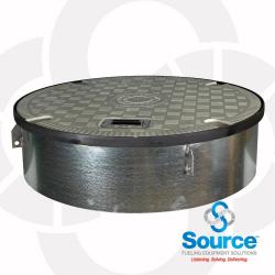 39-1/2 Inch Fiberglass Composite Plain Grey Cover Manhole With Recessed Handle 10 Inch Skirt 39-1/2 Inch Fiberglass Composite Plain Grey Cover Manhole With Recessed Handle 10 Inch Skirt