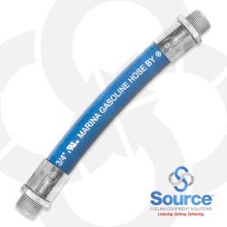 3/4 Inch x 12 Inch Blue Marina Whip Hose Male x Male Ends 3/4 Inch x 12 Inch Blue Marina Whip Hose Male x Male Ends