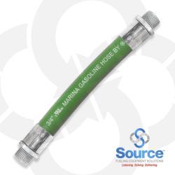 3/4 Inch x 12 Inch Green Marina Whip Hose Male x Male Ends 3/4 Inch x 12 Inch Green Marina Whip Hose Male x Male Ends